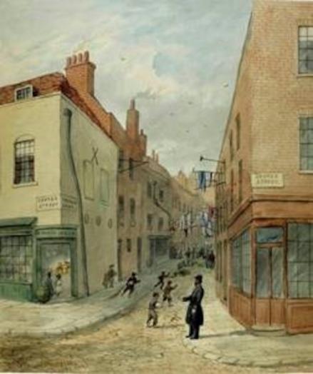 Painting of Church Lane, St Giles.