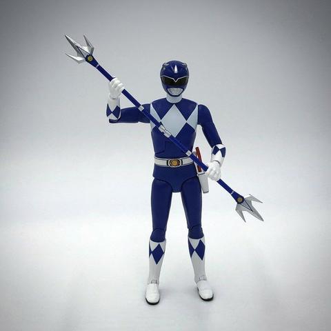 Super7 ULTIMATES! Blue Ranger posed holding his Power Lance