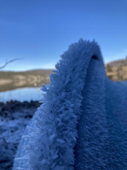 Boat rib covered in frost