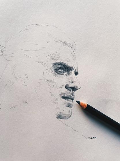 Jenny Lam's quick 2021 sketch of Henry Cavill as Geralt in The Witcher