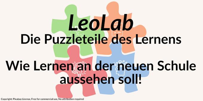 Im Hintergrund ein Puzzle - es soll die Elemente des didaktischen Konzeptes Visualisieren. Auf diese wird im Blogartikel eingegangen.
Vor dem Puzzle steht der Text:
"LeoLab - Die Puzzleteile des Lernens. Wie Lernen an der neuen Schule aussehen soll"