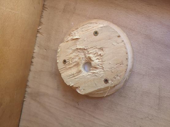 Aqara Temperature and Humidity Sensor behind wooden protector, that was bitten by dogs.