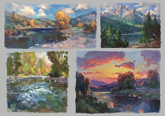 The artist presents a montage of four Ovanes Berberian landscape studies.