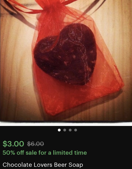 Heart shaped chocolate beer soap 50% off