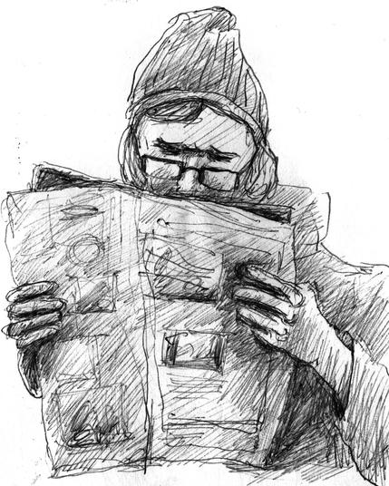 Woman with a newspaper