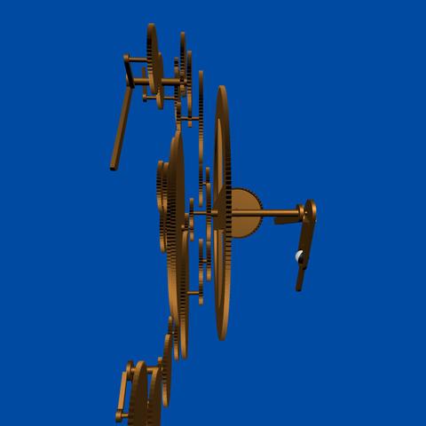 Getriebe des Mechanismus von Antikythera, Modell in Virtual Reality.