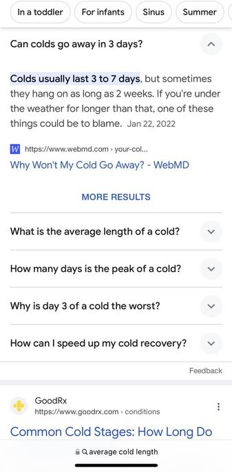 Screenshot of only source showing what every entry used to say was average time of cold