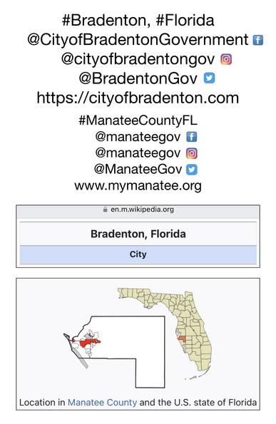 Screenshot of map showing location of Bradenton, Florida (from Wikipedia).