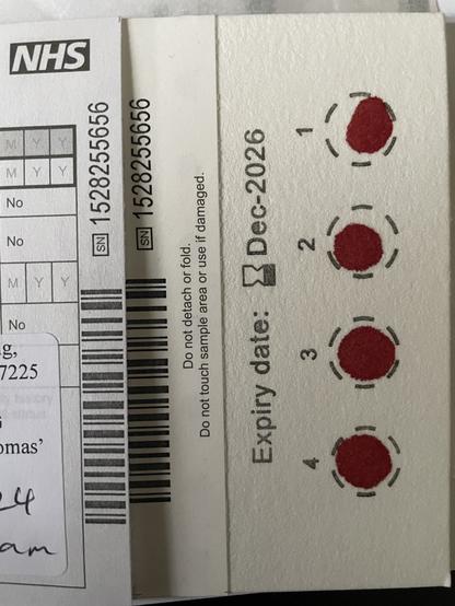 Four bloodspots of different sizes and quality