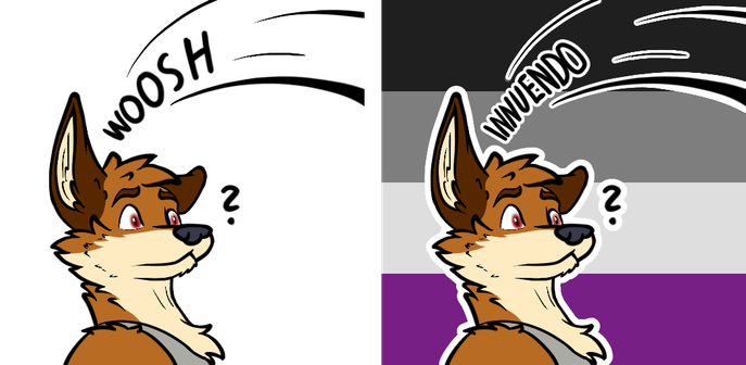 Telegram stickers of a furry not understanding something (=woosh-ing something)