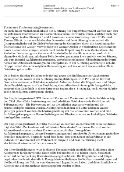 Seite aus dem verlinkten PDF zum Thema Zucker und Süßungsmittel.