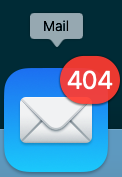 Icône du logiciel Mail d’Apple avec une pastille annonçant 404 courriers non lus.