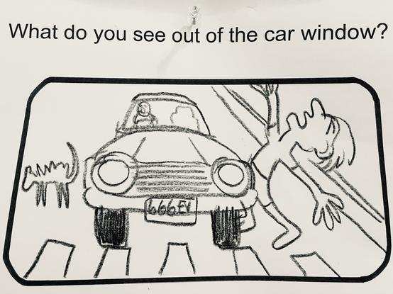 A child's drawing: What do you see out of the car window? Coffs Harbour