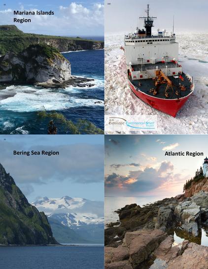 photo montage - ECS project areas of exploration incl. ice breaker as a mapping vessel