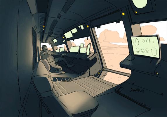 Exoplanet explorer cockpit drawing.