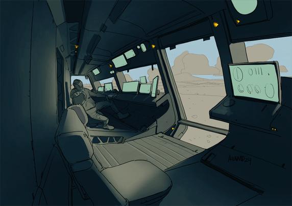 Exoplanet explorer cockpit drawing.
