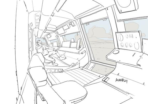 Exoplanet explorer cockpit drawing.
