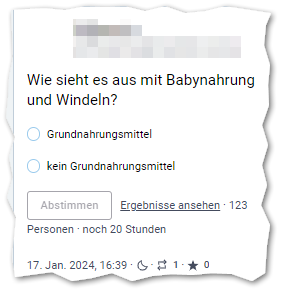 Wie sieht es aus mit Babynahrung und Windeln?

Grundnahrungsmittel
kein Grundnahrungsmittel