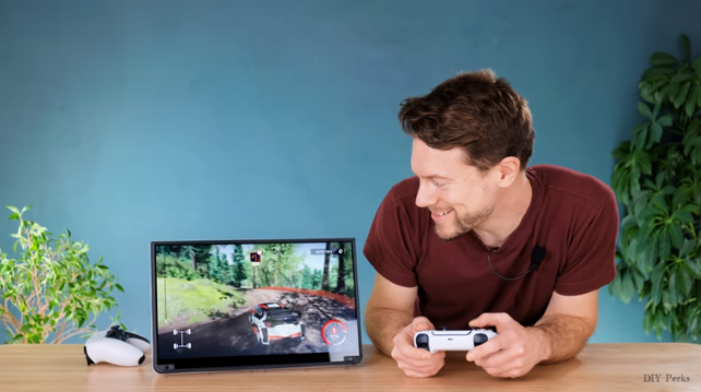 Matt playing with PS5 fitted in a portable monitor