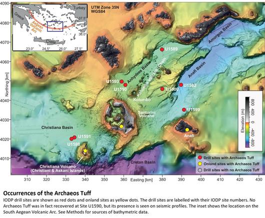 map - greece - Aegean - occurrences of the archaeos tuff