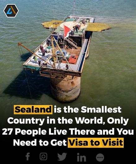 Sealand is the smallest country in the world, and it has only twenty-seven people living there. It is located on an old platform from World War II in the North Sea. Sealand calls itself a micronation, meaning it is a self-proclaimed country.
Even though it is very small, Sealand has a special status. If you want to visit Sealand, you have to get a visa, which makes it even more interesting and mysterious. Sealand is a unique place to visit because of its tiny population and restricted access. If you want a different and unusual travel experience, Sealand is the perfect destination.
#Sealand #world #visa #population #travel #experience