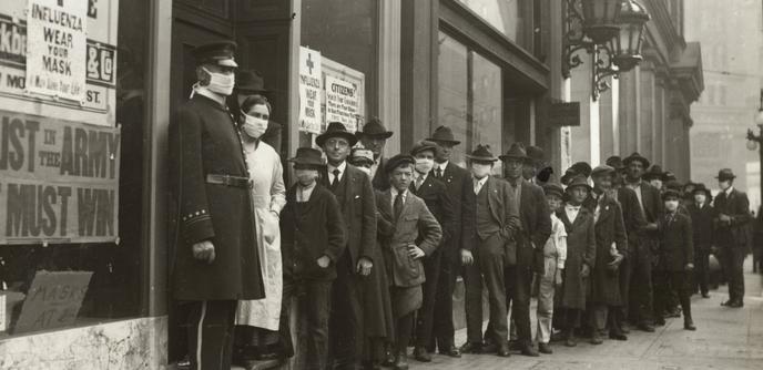 Mask wearing in the 1918 flu pandemic.