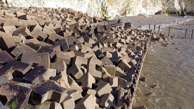 Huge sea defence blocks of concrete