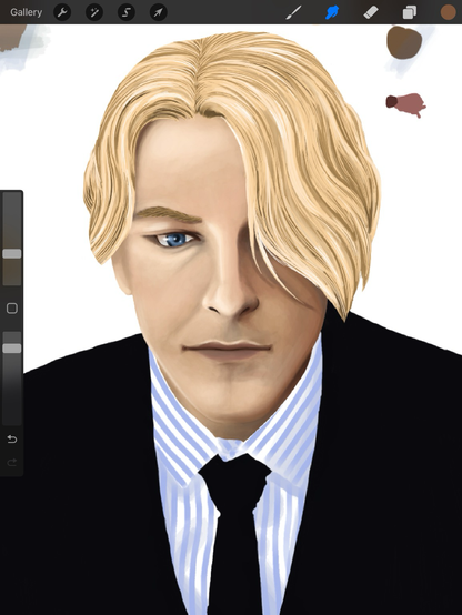 Precreate screenshot. Digital painting of Sanji from the One Piece Live Action.