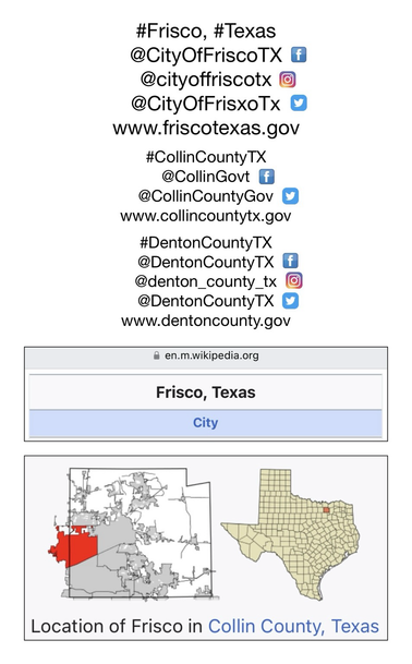 Screenshot of map showing location of Frisco, Texas (from Wikipedia).