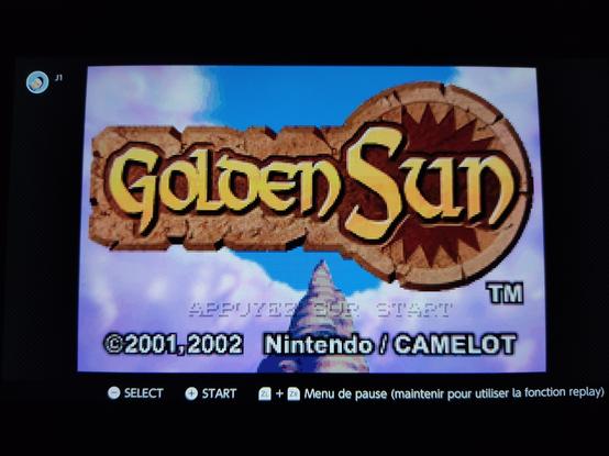 Photo écran titre de Golden Sun sur gameboy advance