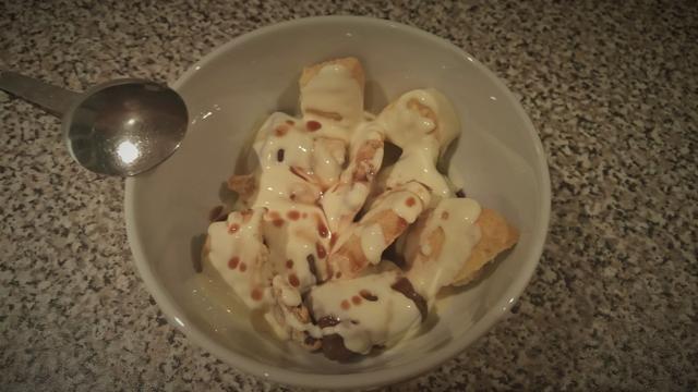 A #Bowl containing #Biscuits, #Cake, #Cream and #AmarettoLiquor / #Liqueur