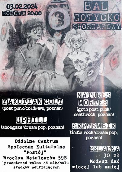 Poster of event. Title: gothic shoegaze ball. Date 03.02.2024.