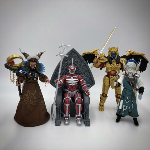 ULTIMATES! MMPR Villains posed for a group photo. From left to right: Rita Repulsa, Lord Zedd (sitting on throne), Goldar, Finster.