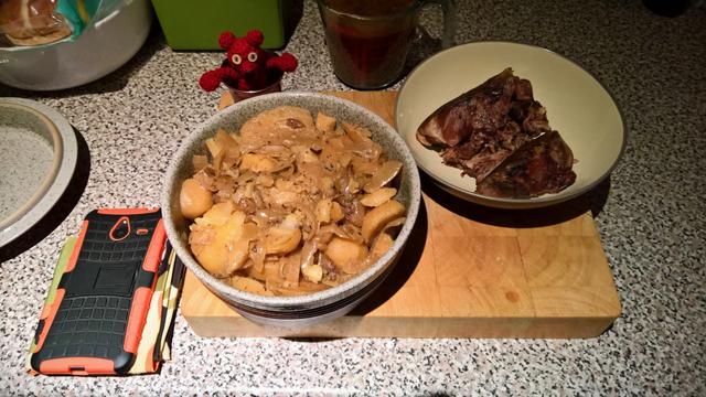 #SlowRoastLamb with #BoulangeriePotatoes and 1-#Pint of #ExcellentLambStock