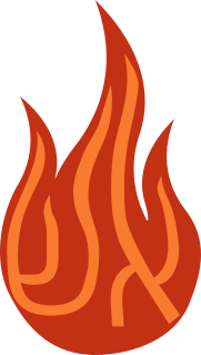 Red "fire emoji" design with the stylized  Hebrew word "esh" made to look like orange flames.
