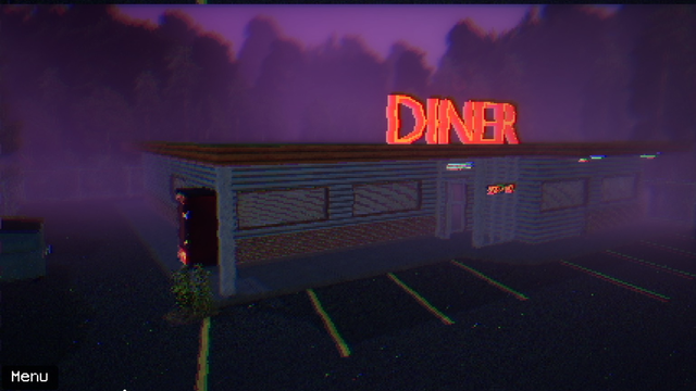Screenshot of a PS1 style game diner environment.