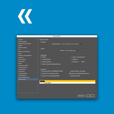 Screenshot der Voreinstellungen für den Duden Korrektor