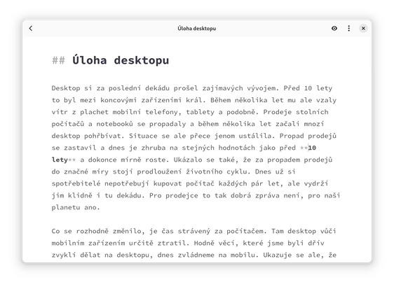 A opened note. Text with markdown highlighting.