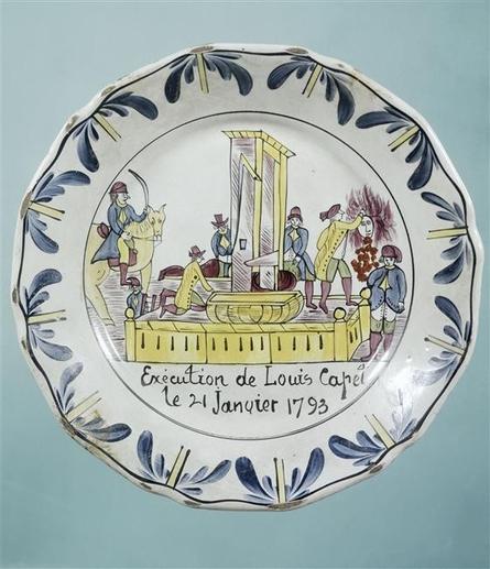 Malnova telero (18an centjara) kun desegno de la mallongigo de Ludoviko Capet