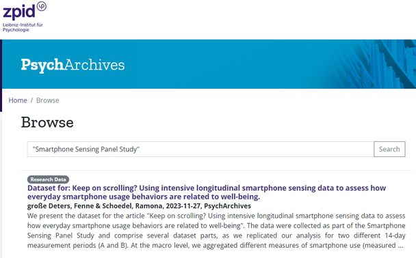 Screenshot of PsychArchives.org
