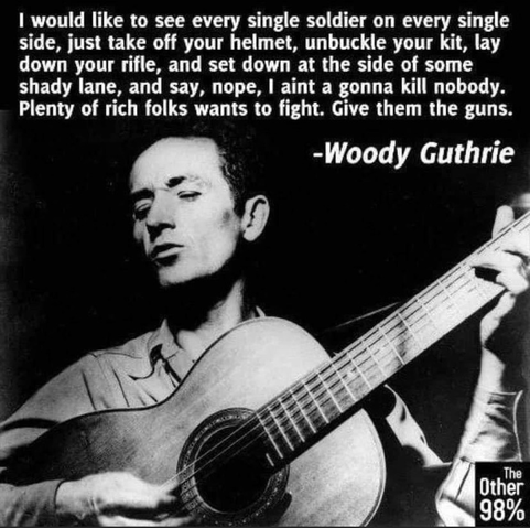 Woody Guthrie singing a song saying dude this is all rich guys problems. Why do we give a shit