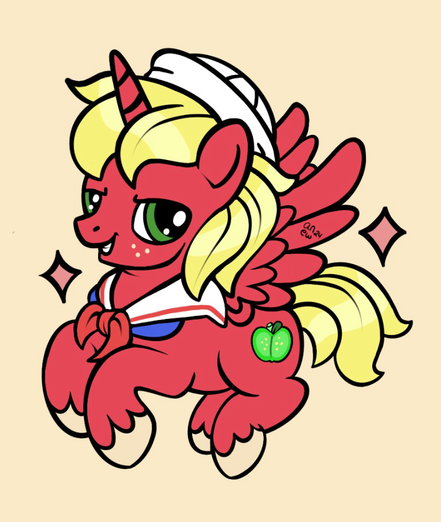 Princess Big Macintosh from My Little Pony in the style of a Sailor Jerry tattoo.
