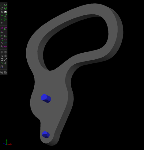 arm handle 3D model in solvespace