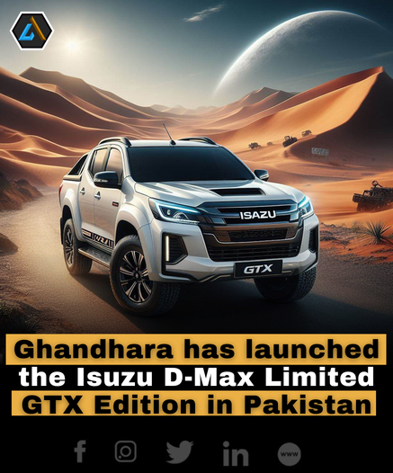 Ghandhara Industries Limited introduces the ISUZU D-Max V-Cross Limited GTX Edition, enhancing the driving experience with features focused on durability, driving ergonomics, safety, comfort, and advanced features. 

The Limited GTX Edition includes Sonar Rear Sensors, a Cargo Extender, a Piano Black Interior, a Hood Deflector, a Mobile Wireless Charger, a Hood Lifter, a Bed Rubber Mat, a Spare Tyre Lock, Sling Up, a Tailgate Ornament, a Rear Lamp Garnish, Illuminated Rocker Plates, and more. Offered at the same price as the standard model, the ISUZU D-Max V-Cross Limited GTX Edition is priced at PKR 12,400,000. 

 #ISUZU #DMAX #LimitedGTXEdition #Automotive #Pakistan #cars