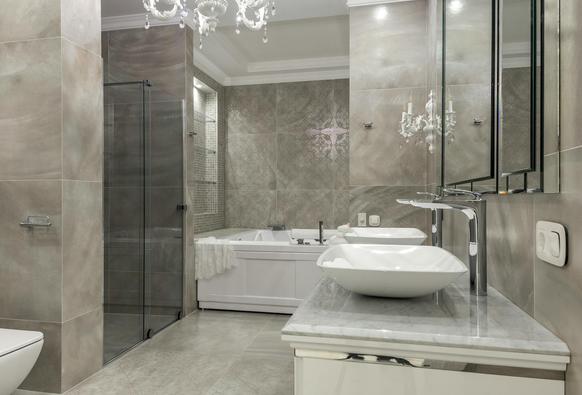 stylish bathroom interior with modern furniture