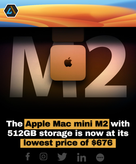 The Apple Mac mini M2 is a compact powerhouse that provides users an entry point into the macOS ecosystem. Boasting a sleek and minimalist design, this desktop PC offers an exceptional deal, particularly for the 512GB storage variant, with a current price of $676 on Amazon.

Equipped with the base M2 chip and 8GB of RAM, the Mac mini M2 is proficient for web browsing, lighter tasks, and casual use. While it may not match the capabilities of the M2 Pro variant for more demanding applications, its compact design and speed make it an ideal choice for various everyday needs. 

 #MacMiniM2 #TechDeal #AppleDiscounts #MacMini #AppleDeal #TechSale #LimitedTimeOffer