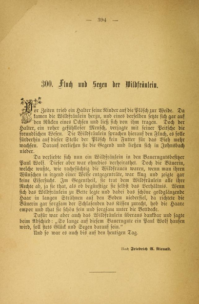 Digital scan of German folk tale "Fluch und Segen der Wildfräulein"