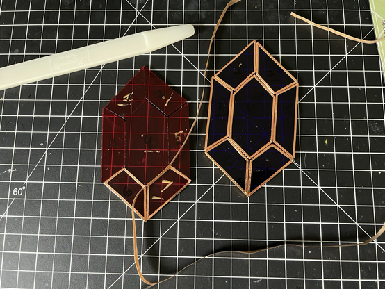 Hyrule rupees in red and blue stained glass