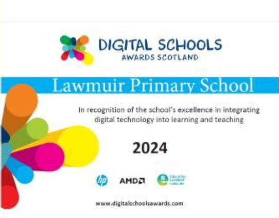 Lawmuir Primary School digital schools awards Scotland certificate.