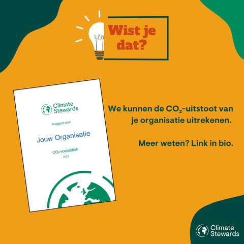 We kunnen de CO2-voetafdruk van je organisatie berekenen. Meer weten? Link in bio.